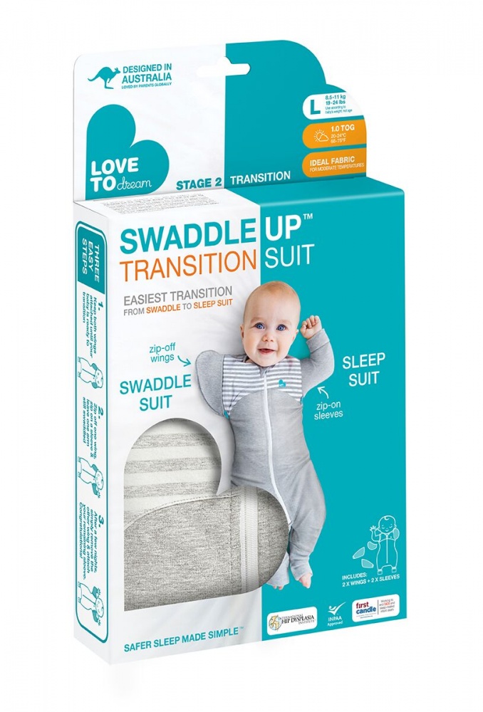 Love To Dream   Swaddle Up Transition Suit Original Grey  -   5