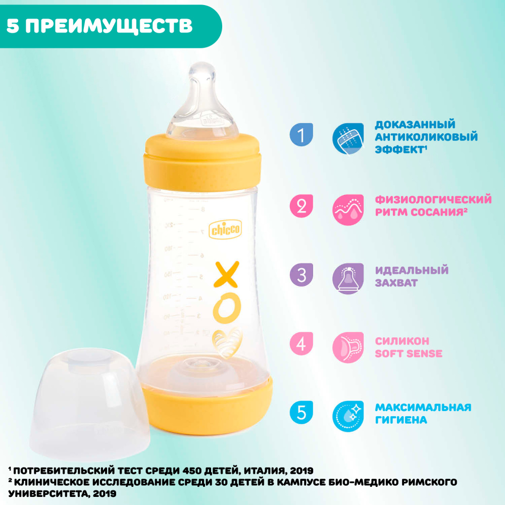 Chicco бутылочка пластиковая 240 мл Perfect5 New с/с, нормальный поток Uni - фото  6