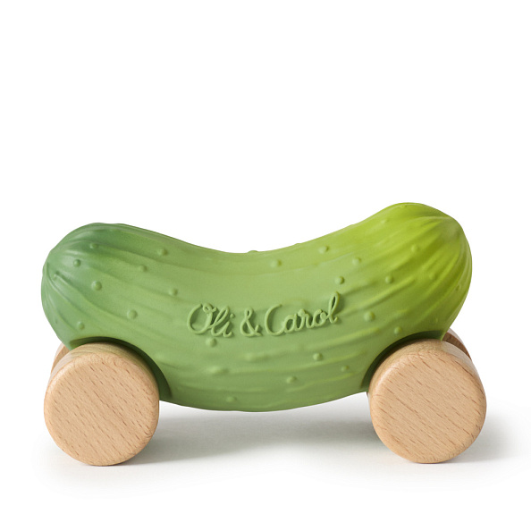 Oli&Carol игрушка-прорезыватель машинка на деревянных колёсах Pepino the Cucumber - фото  1