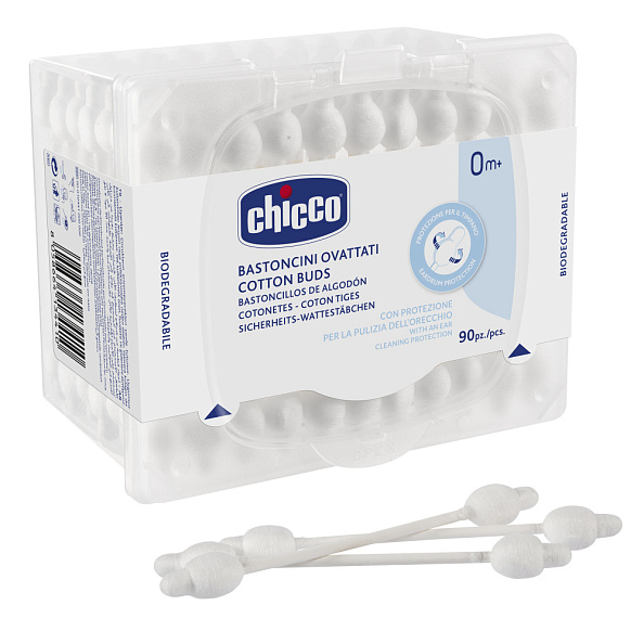 Chicco палочки ватные с ограничителем 90 штук - фото  1