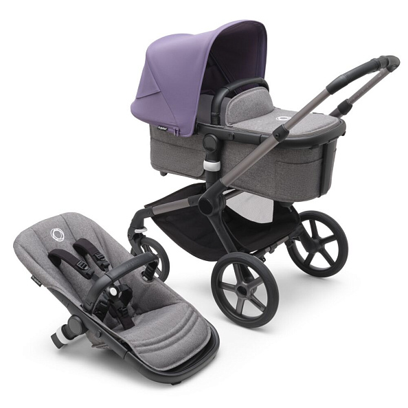 Bugaboo Fox5 коляска 2 в 1 Graphite/Grey Melange/Astro Purple в комплекте - фото  1