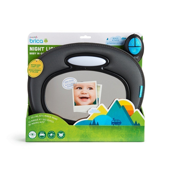 Brica munchkin зеркало музыкальное контроля за ребёнком в автом Night Light™ Baby In-Sight® Mirror - фото  11