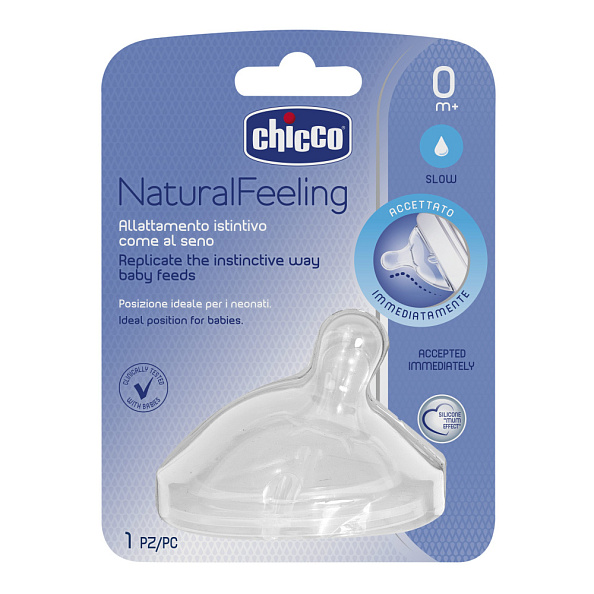 Chicco соска силиконовая нормальный поток 0+ Natural Feeling - фото  1