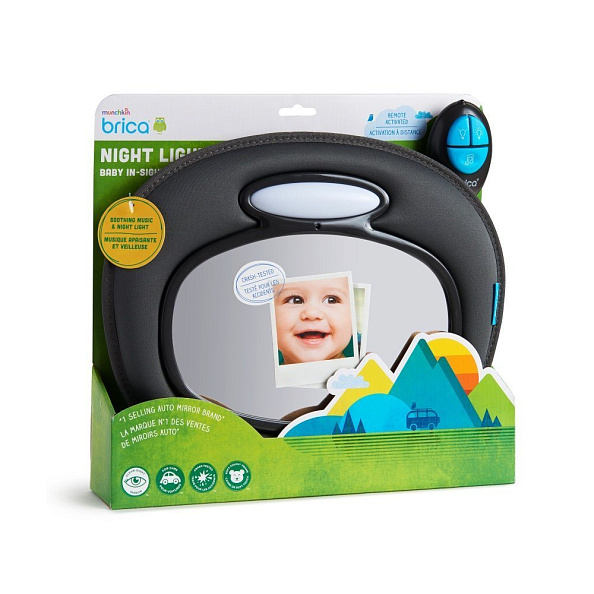 Brica munchkin зеркало музыкальное контроля за ребёнком в автом Night Light™ Baby In-Sight® Mirror - фото  13