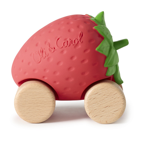 Oli&Carol игрушка-прорезыватель машинка на деревянных колёсах Sweetie the Strawberry - фото  1