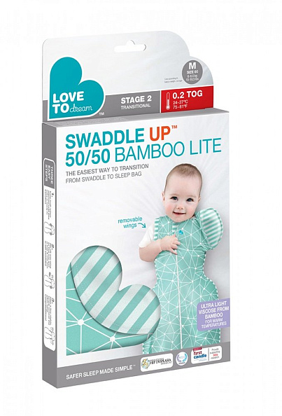 Love To Dream Swaddle Up комбинезон спальный 50/50 Bamboo Lite мята  - фото  3