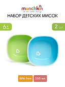 Munchkin тарелки миски детская Splash™ набор 2шт. с 6 мес., голубая зеленая