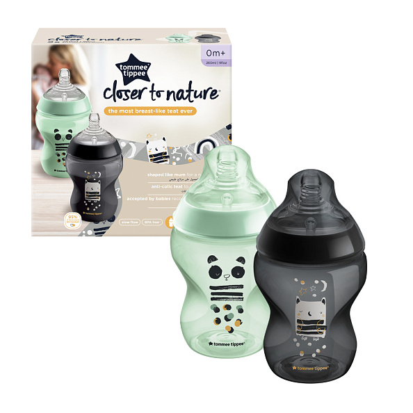 Tommee Tippee бутылочка для кормления Closer to nature, 260 мл., 0+, 2 шт. - фото  3