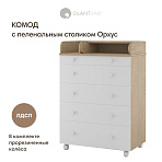 OLANT BABY комод с пеленальным столиком Орхус дуб/белый