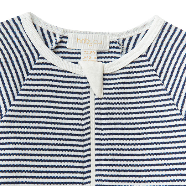 Babybu комбинезон на молнии Navy Melange Stripe 100% Органический хлопок - фото  2